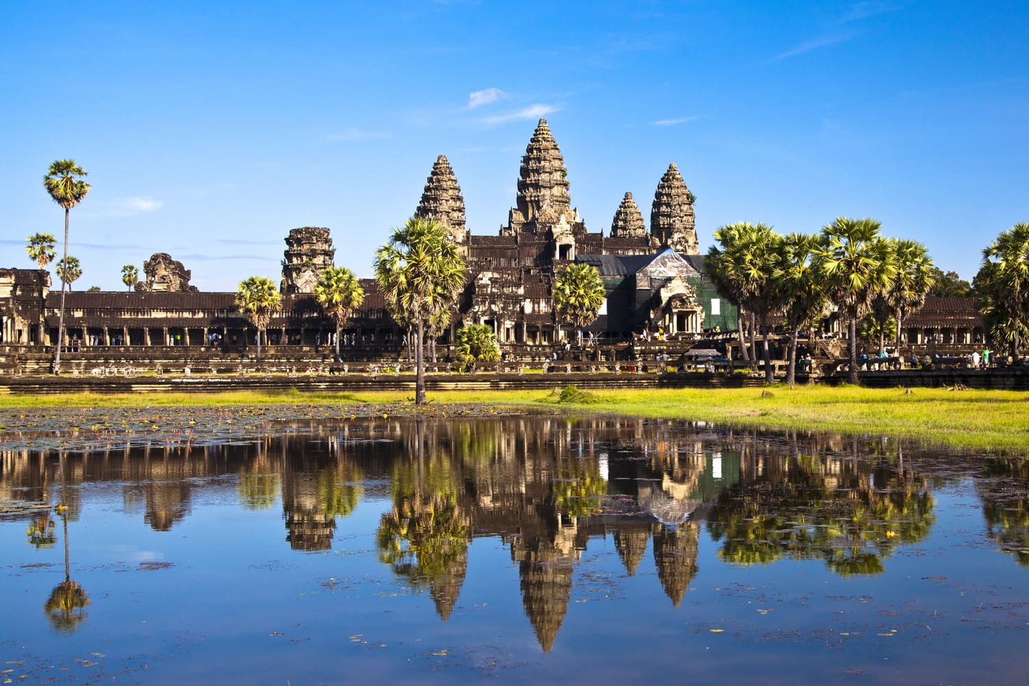 Angkor Wat seen across the lake, Cambodia