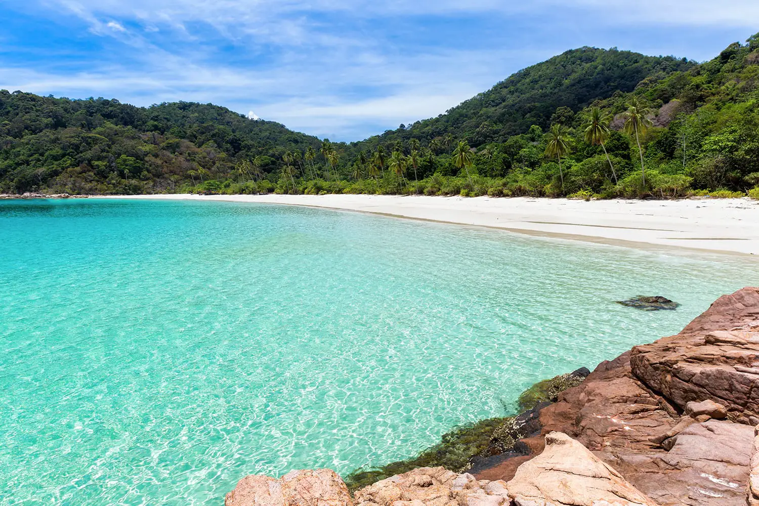 Deserted Malaysian tropical beach on Pulau Redang Island, Malaysia