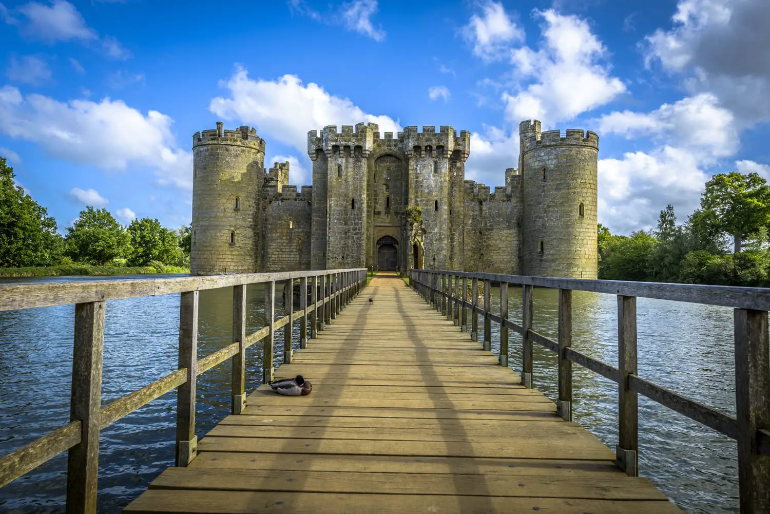 Historic Bodiam Castle and moat in East Sussex, England