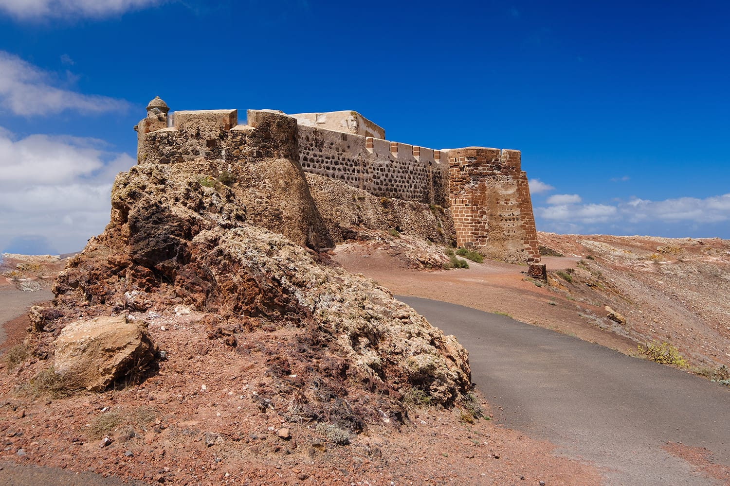 Santa barbara castle built on volcano crater on Lanzarote, Canary Islands, Spain