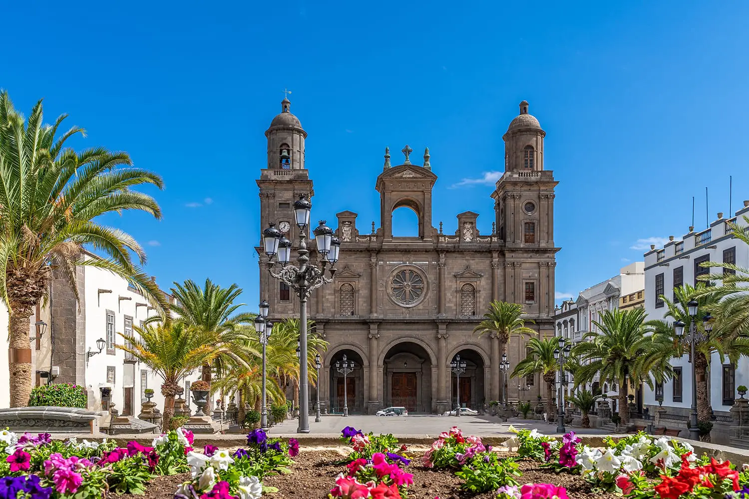 Τοπίο με τον καθεδρικό ναό Santa Ana Vegueta στο Λας Πάλμας, Γκραν Κανάρια, Κανάρια Νησιά, Ισπανία