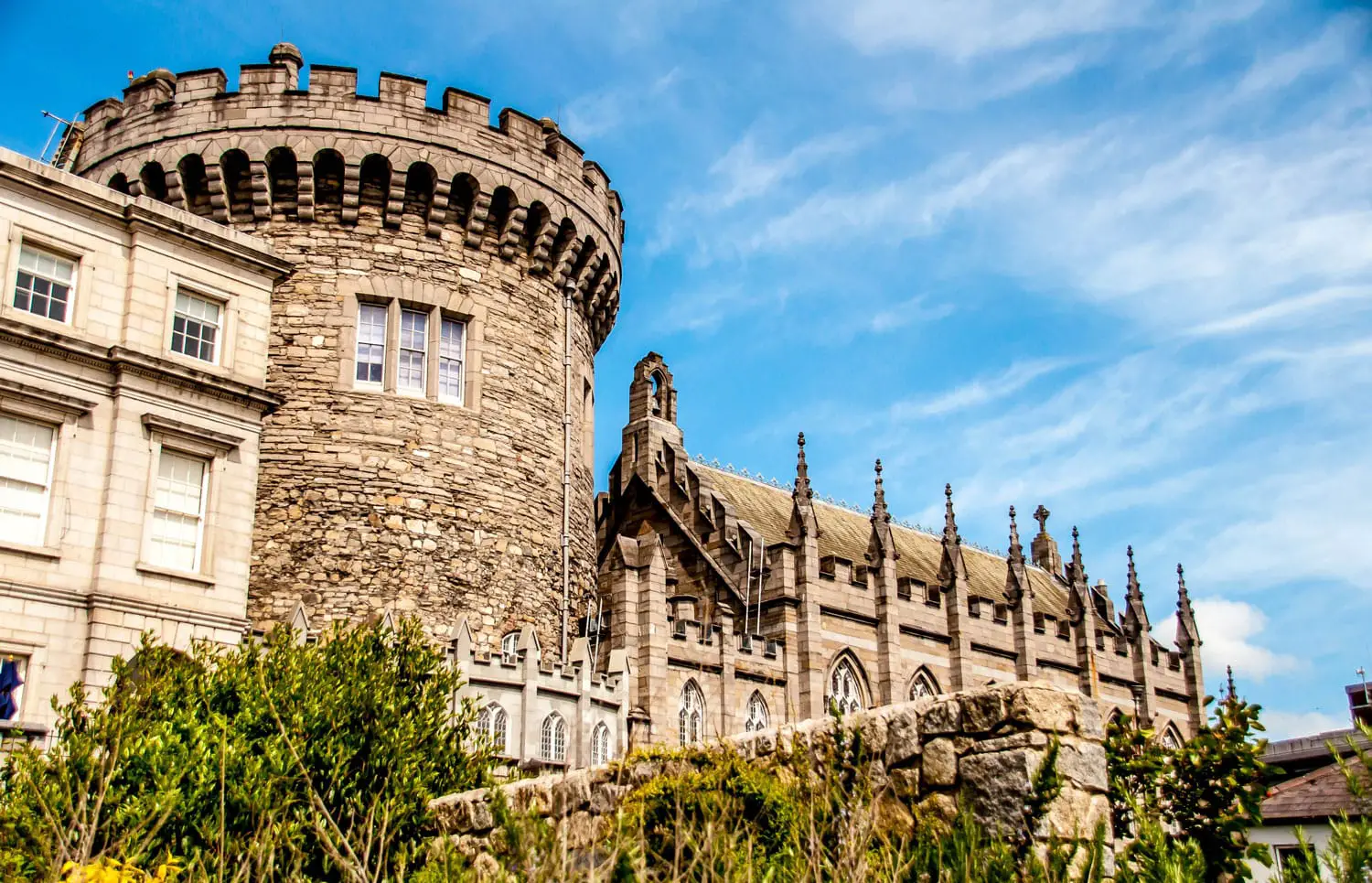 Πανοραμική άποψη ενός ισχυρού πύργου του κάστρου του Δουβλίνου, στο Δουβλίνο, Ιρλανδία