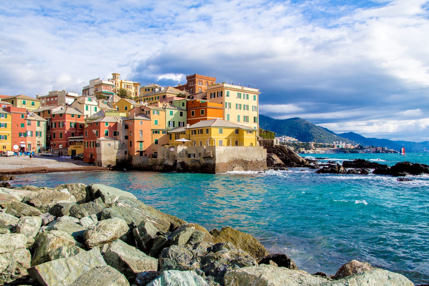 Boccadasse, a district of Genoa in Italy, looks like a small village by the sea