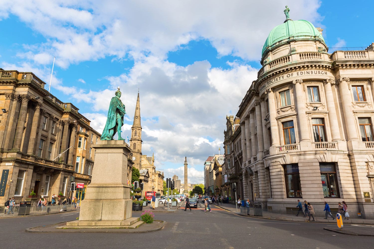 George Street with William Pitt statue in Edinburgh, Scotland
