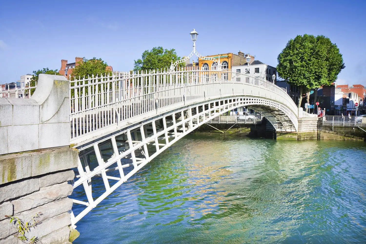 The most famous bridge in Dublin called "Half penny bridge" due to the toll charged for the passage