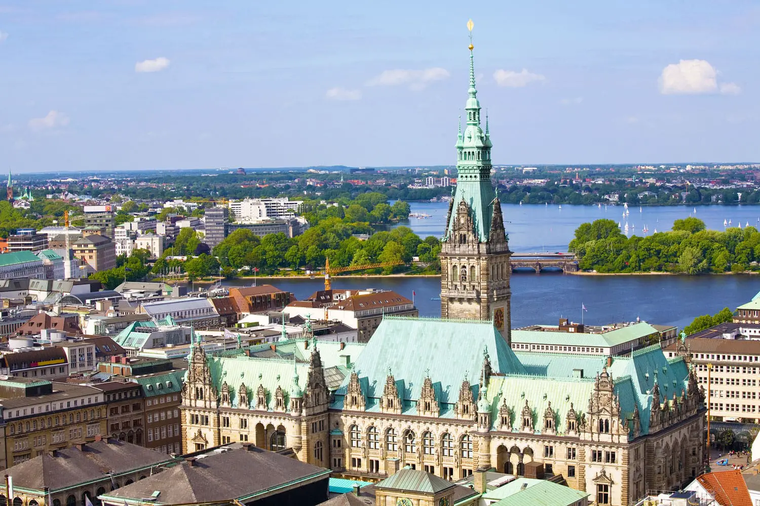 Hamburg town hall Germany with historical building view
