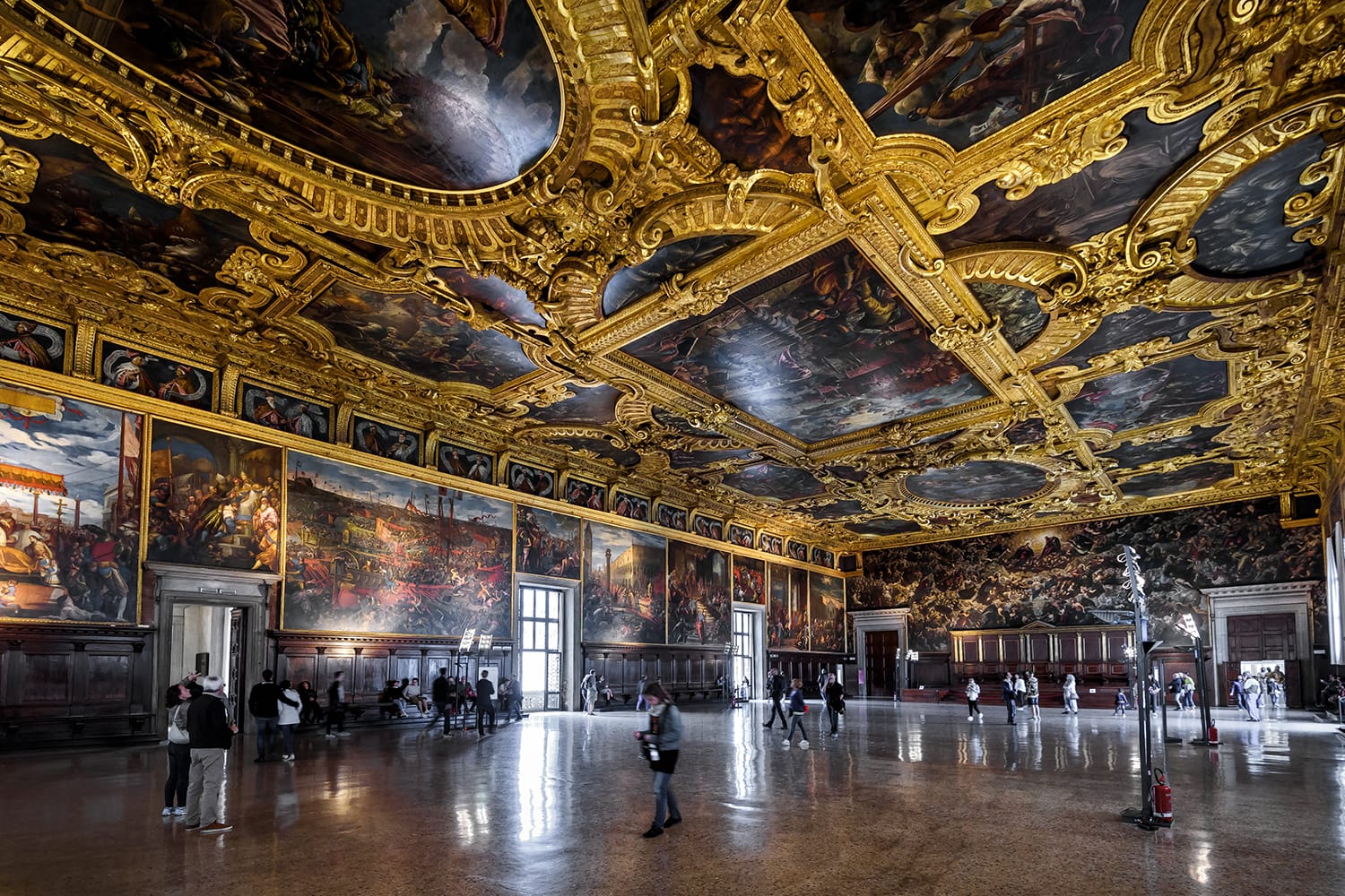 Interior of Palazzo Ducale or Doge's Palace, Higher Council Hall, Venice, Italy.