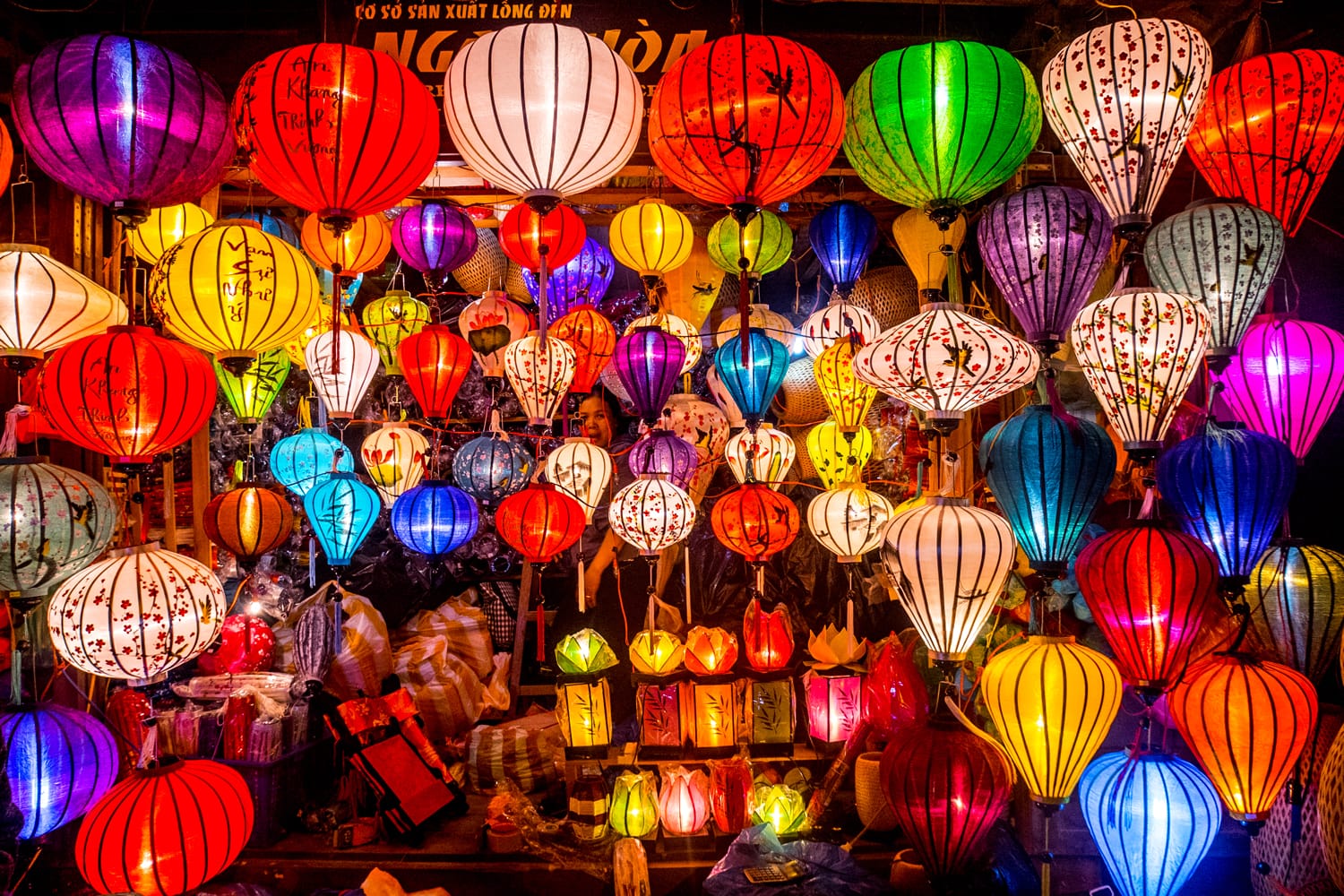 Colorful lanterns spread light on the old street of Hoi An Ancient Town