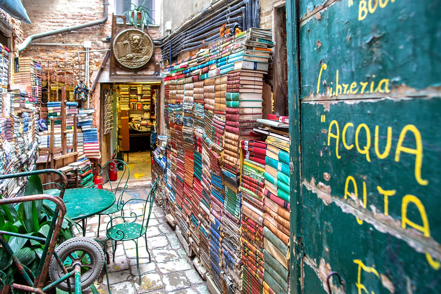 Famous bookstore in Venice "Libreria Acqua Alta"