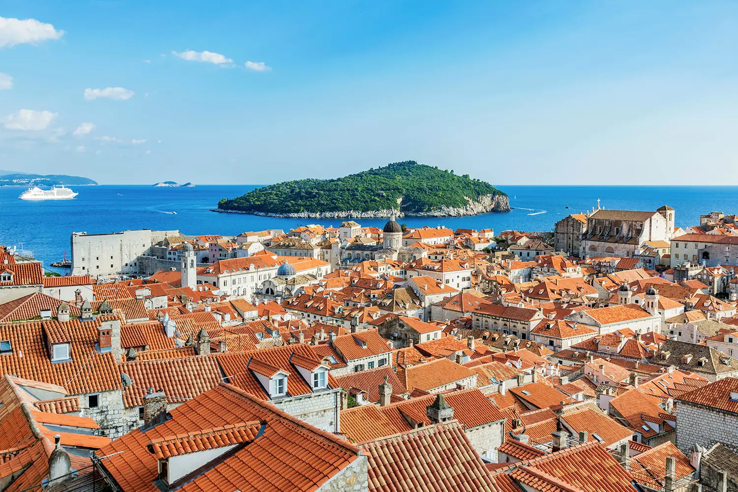 View of Dubrovnik old town and Lokrum island
