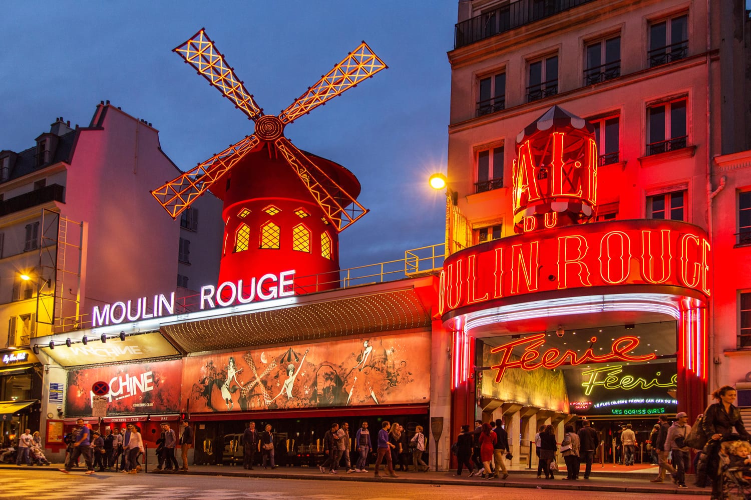 Moulin Rouge in Paris at night