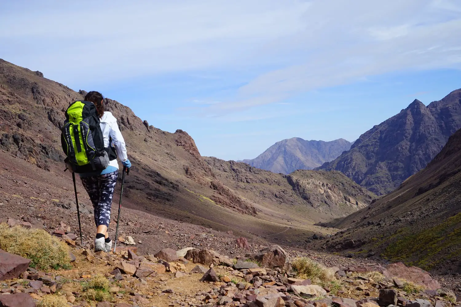 Woman hiking in the Mount Toubkal
