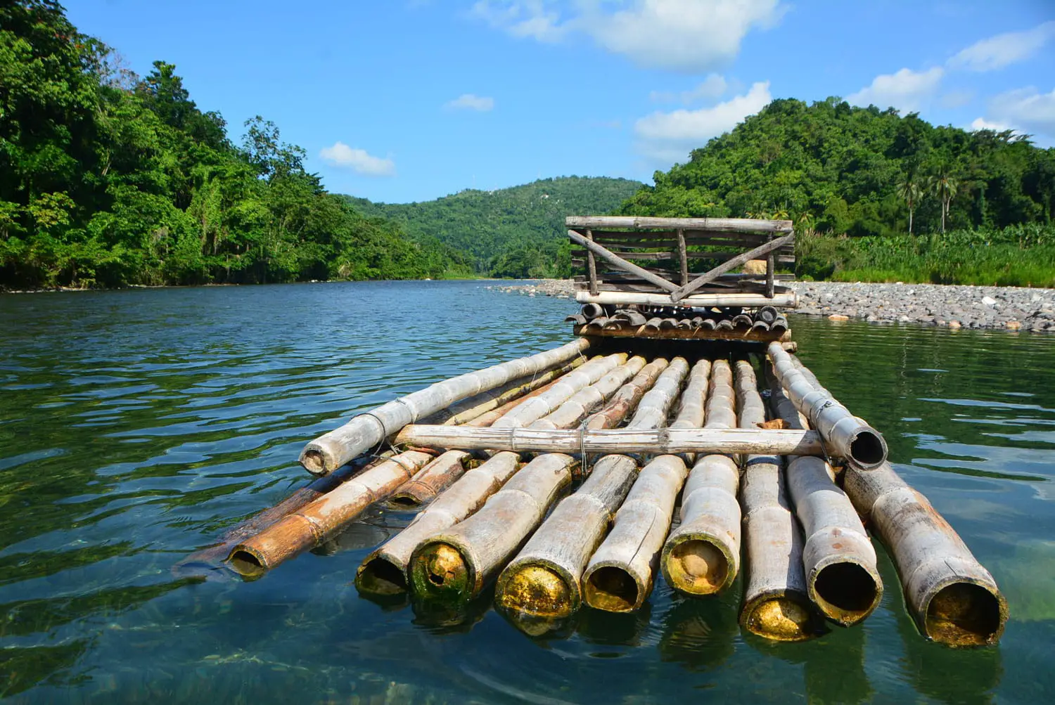 A bamboo raft on the RIo Grande River in Portland, Jamaica.