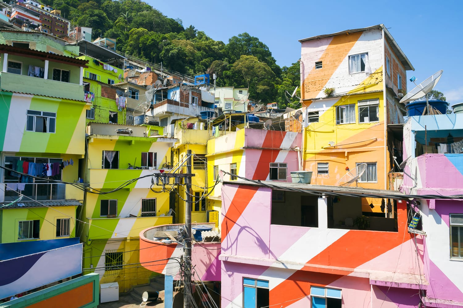 Colorful painted buildings of Favela Santa Marta in Rio de Janeiro Brazil
