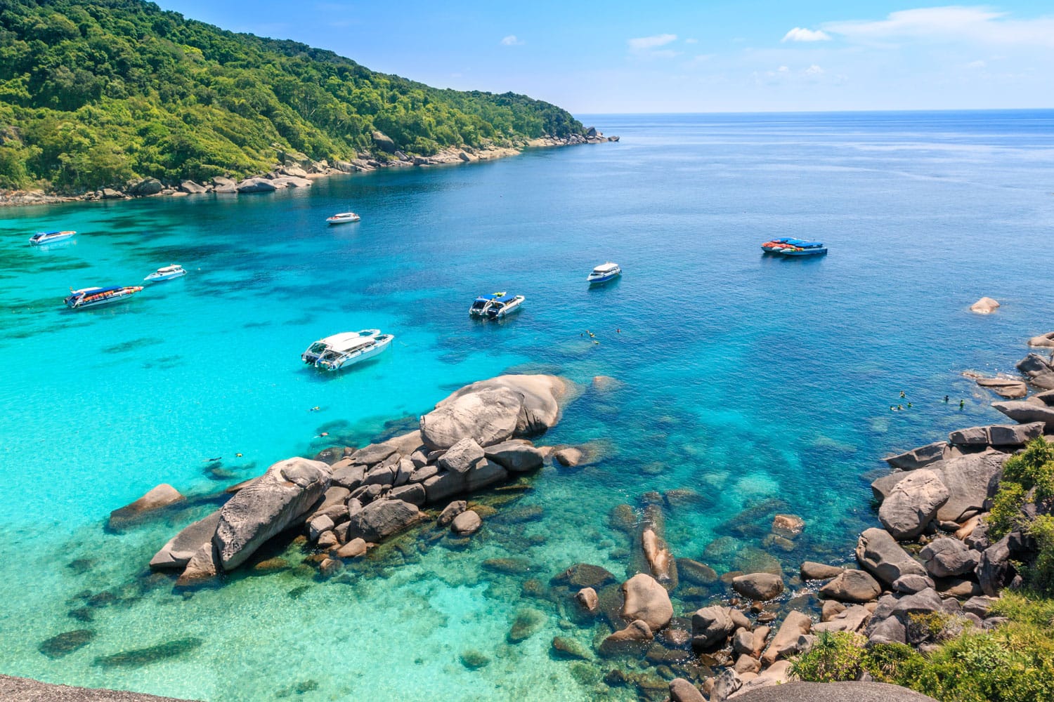 Top view of Similan Island National Park on Andaman sea in Thailand.