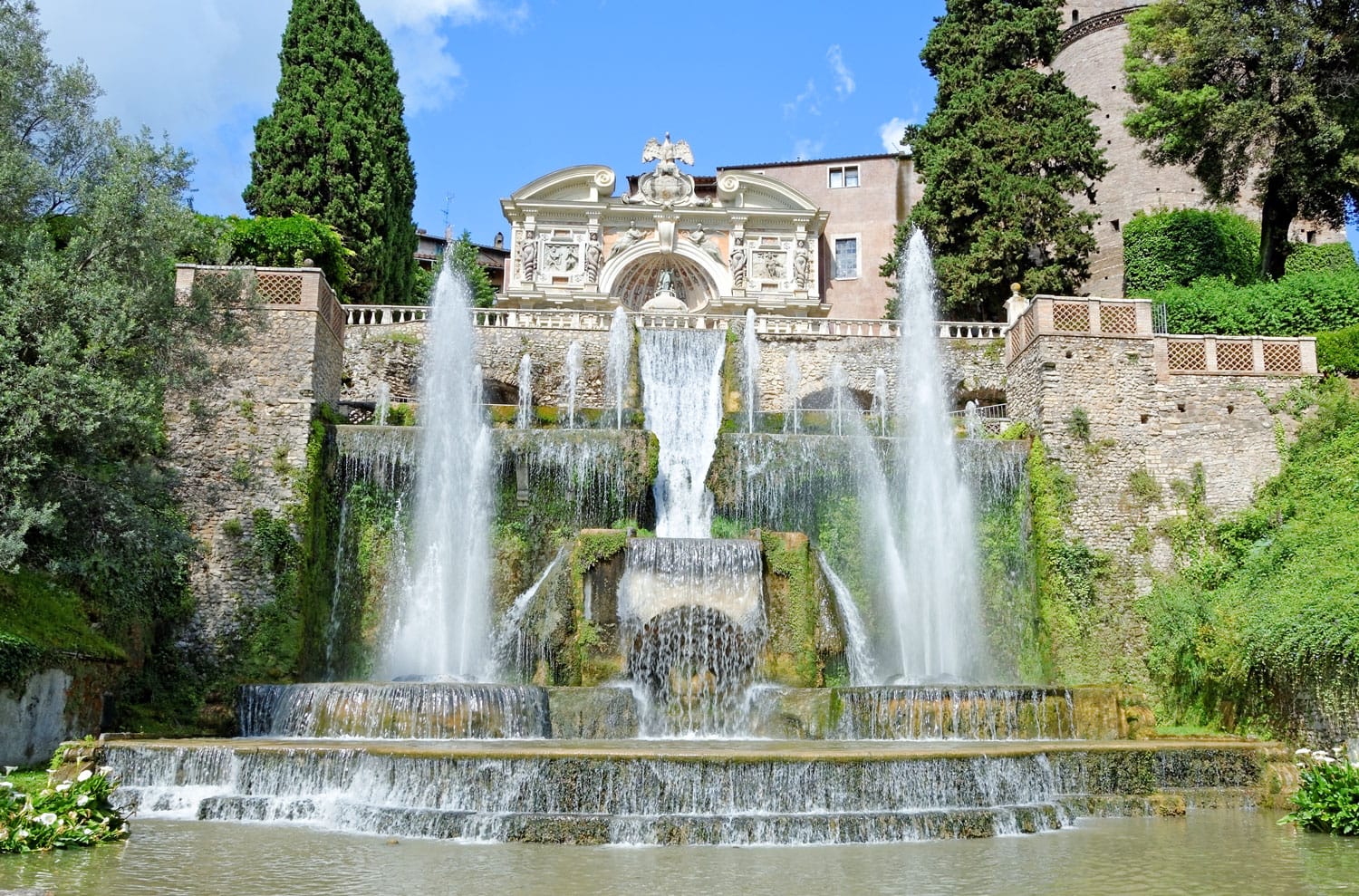 Villa d'Este garden and fountains in Tivoli, Italy