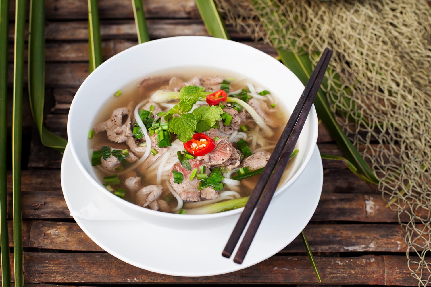 Traditional Vietnamese beef soup pho bo