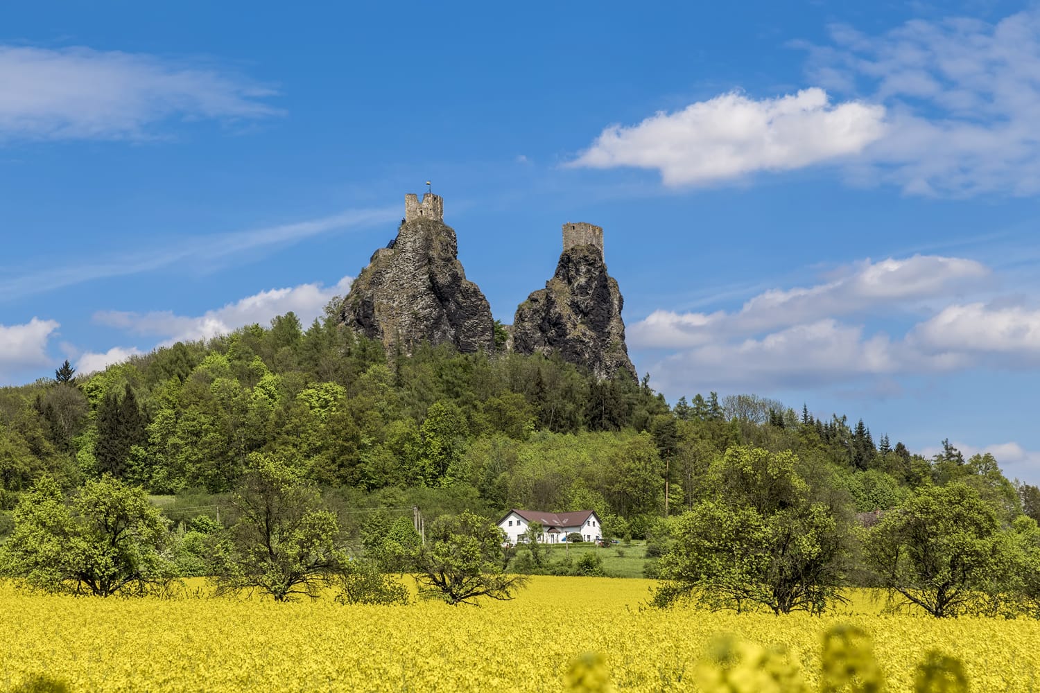 The surviving towers of the castle Trosky. Czech Republic