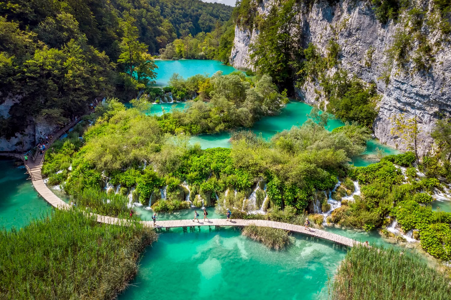 Several waterfalls of one of the most astonishing Plitvice Lakes, Croatia.