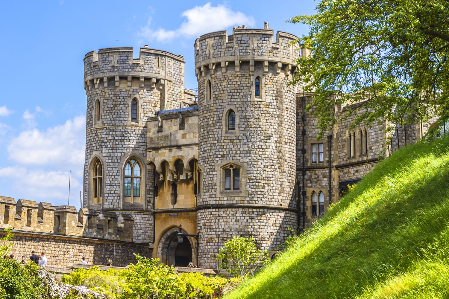Outside view of Medieval Windsor Castle. Windsor Castle is a royal residence at Windsor in the English county of Berkshire.