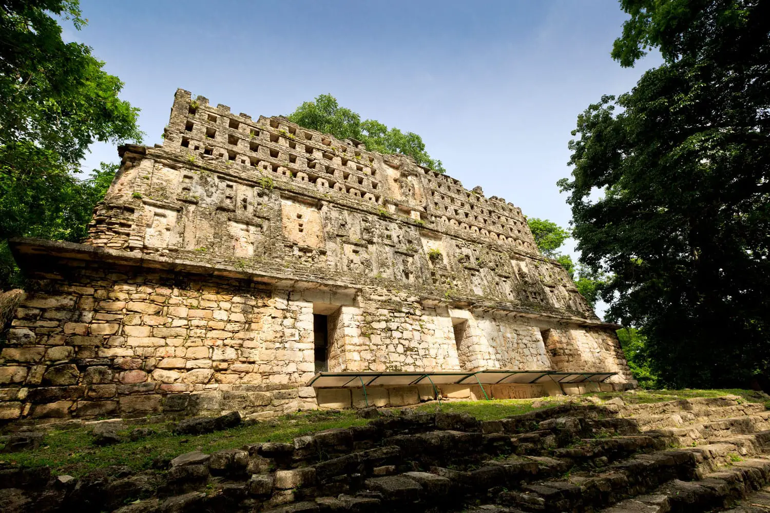 Top of a pyramid in Yaxchilan, Mexico