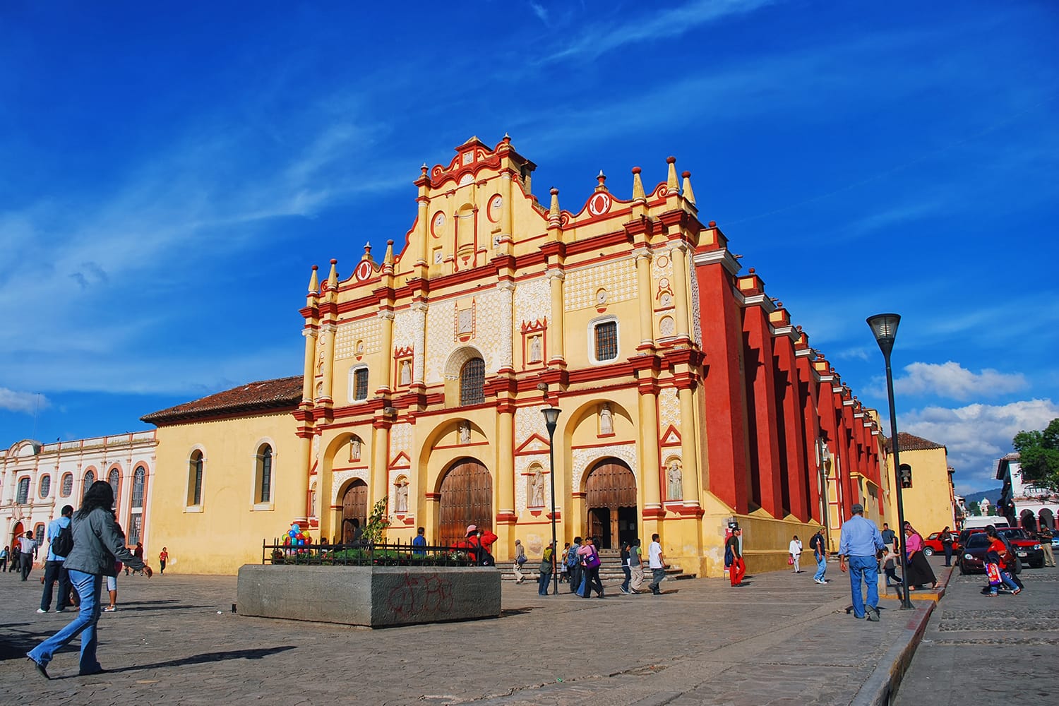 Cathedral on the zocalo in San Cristobal de las Casa, Mexico