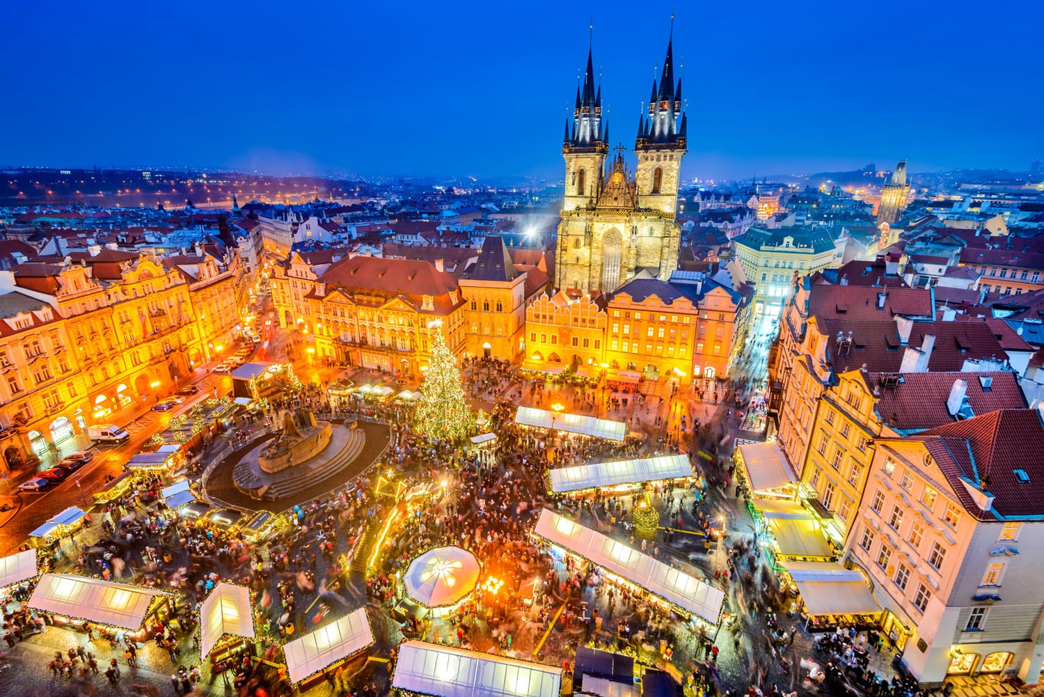 Christmas Market in Stare Mesto old square, Prague, Czechia