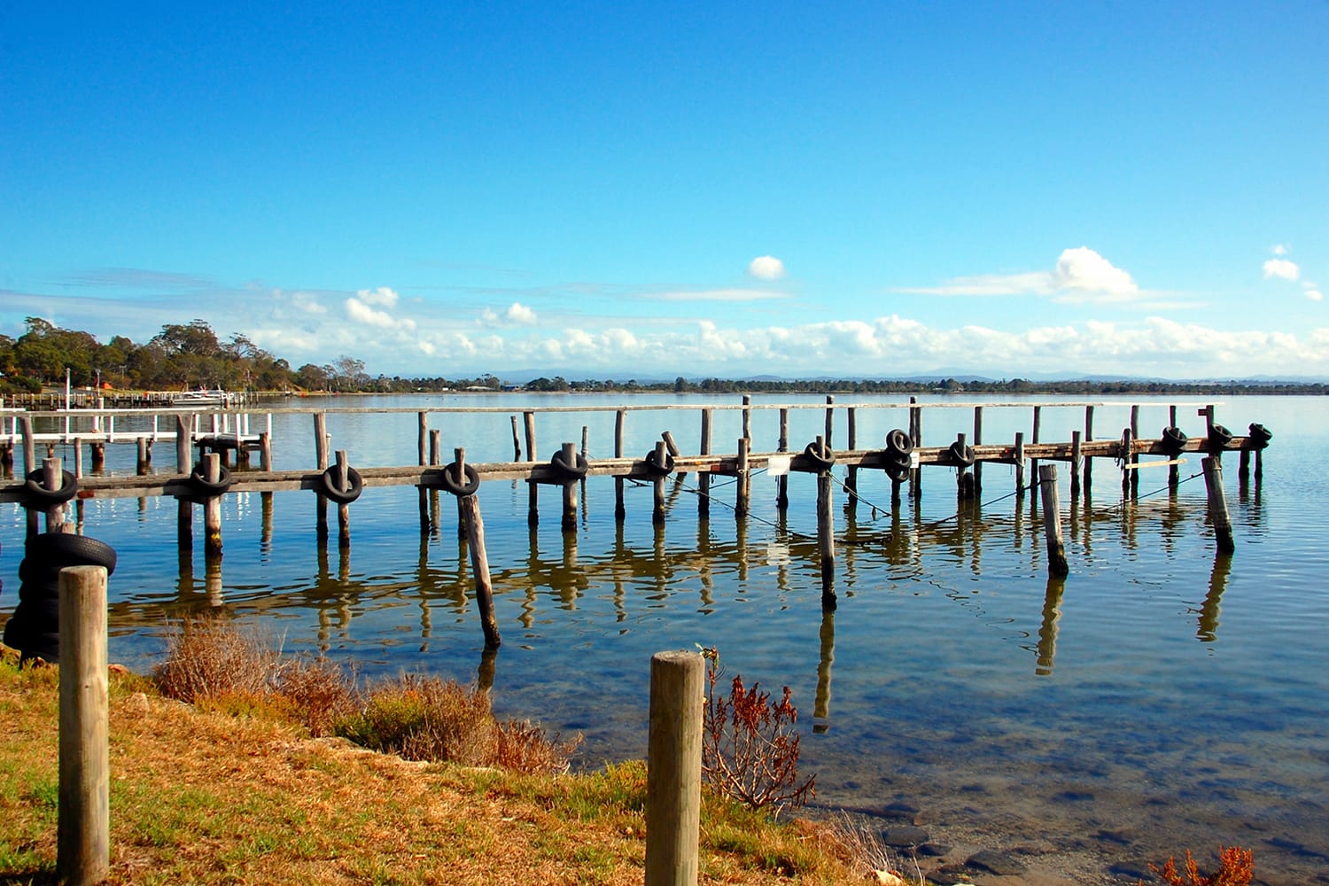 Fishing pier, Eagle Point, small town in Victoria, Australia known by its Lake King, reserve and bushland.