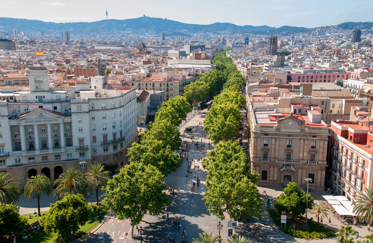 Top view on Barcelona street - La Rambla