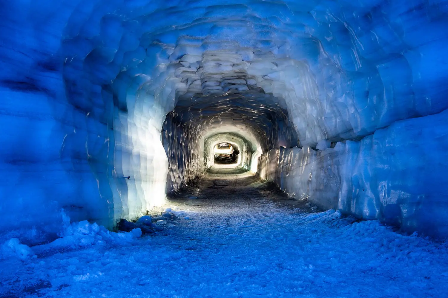 Amazing beauty inside the Langjokull glacier tunnel