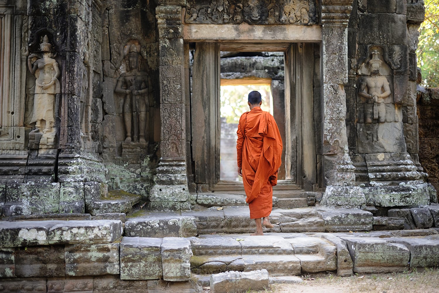 Monk at Banteay Kdei temple, Angkor Wat, Cambodia