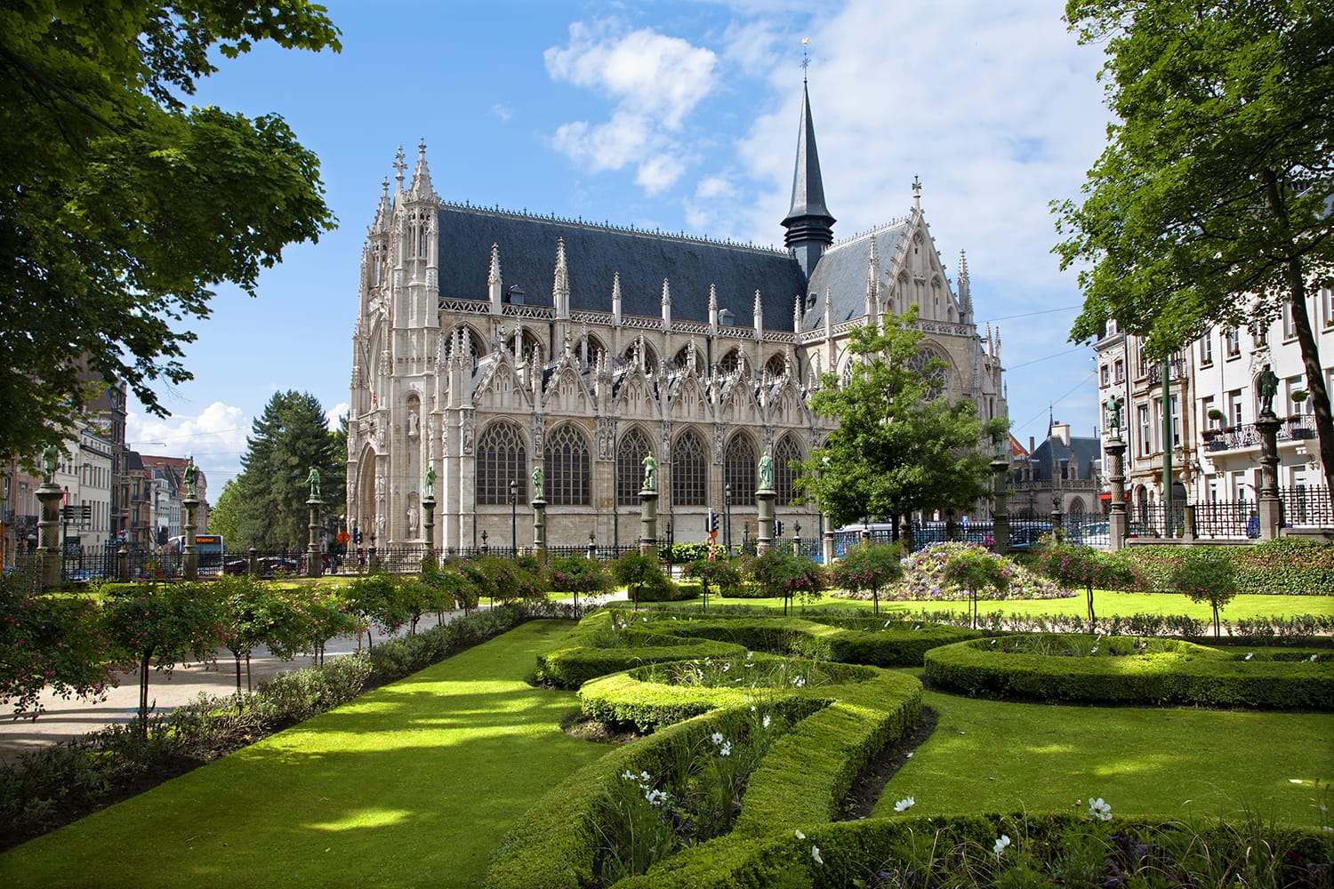Notre Dame du Sablon gothic church in Brussels, Belgium