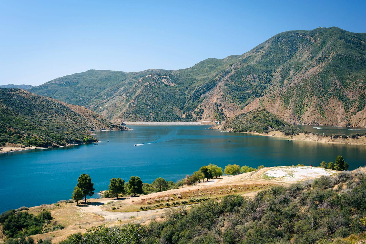 View of Pyramid Lake, in Angeles National Forest, California USA