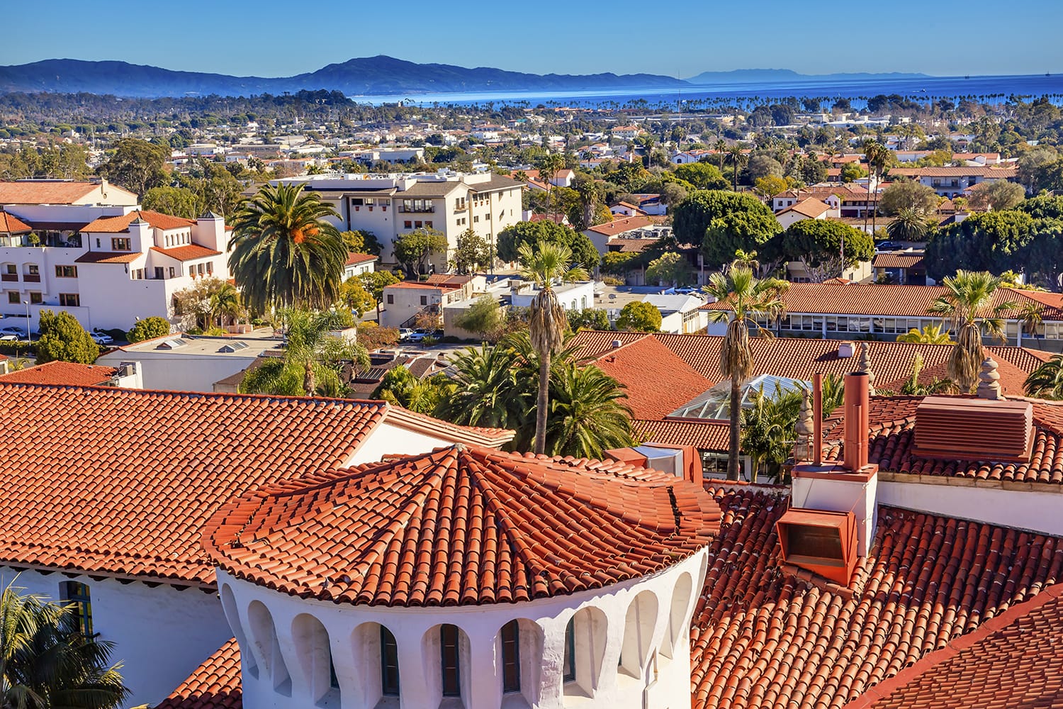 Rooftop view over Santa Barbara, California, USA