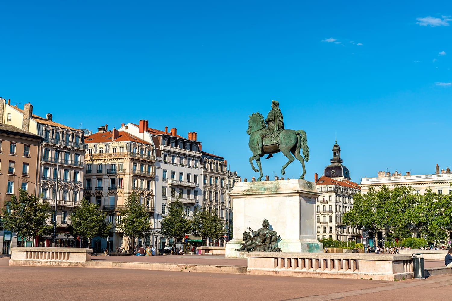 Equestrian statue of Louis XIV on Bellecour Square in Lyon, France