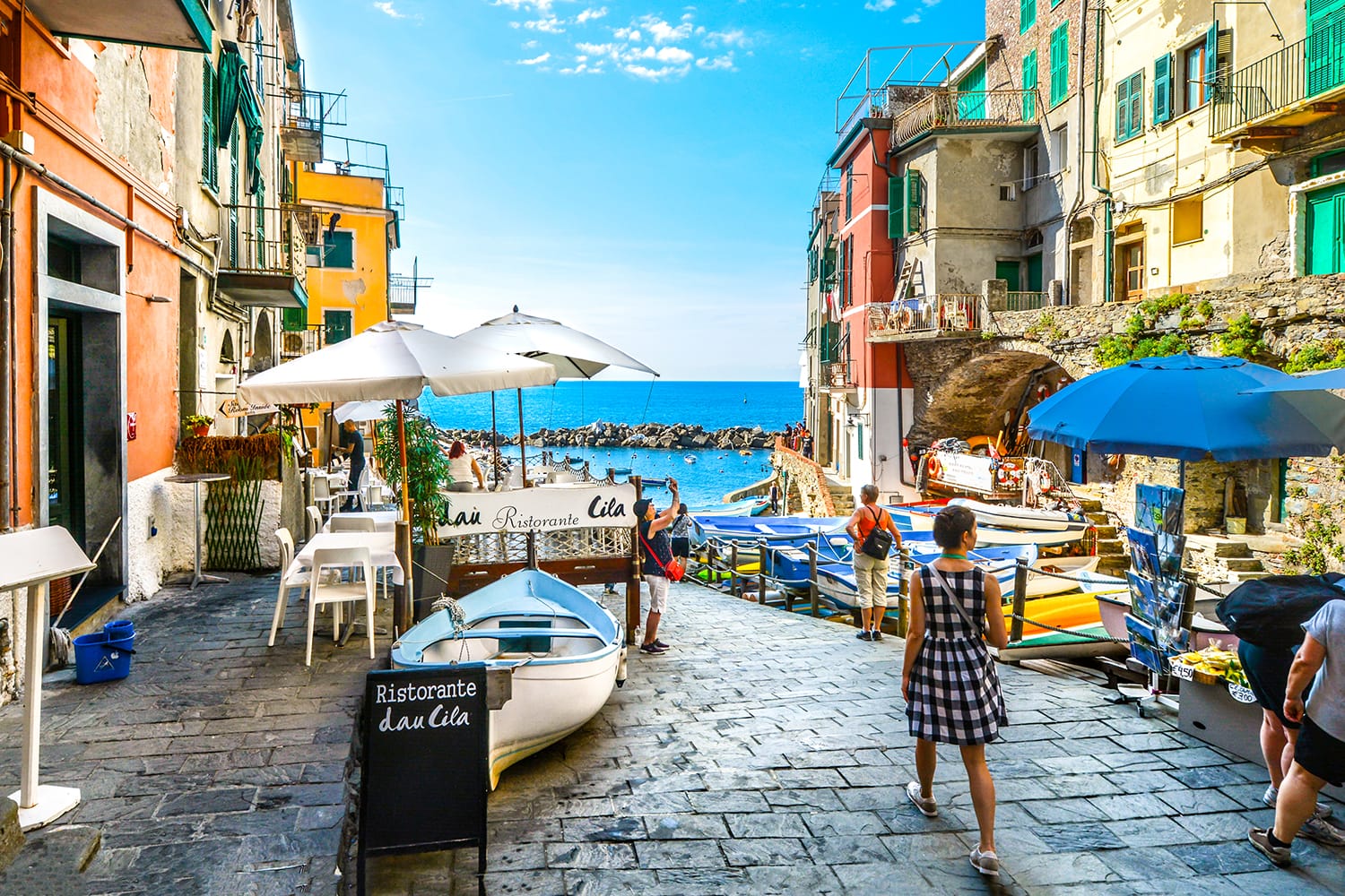 Street in Riomaggiore, Cinque Terre, Italy