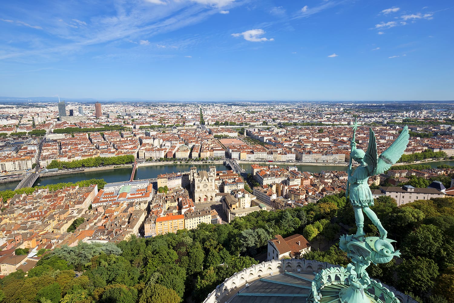 View of Lyon from the top of Notre Dame de Fourviere, France