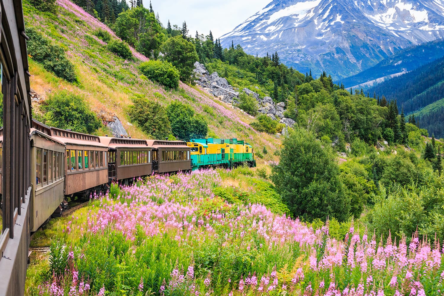 The scenic White Pass & Yukon Route Railroad in Skagway, Alaska