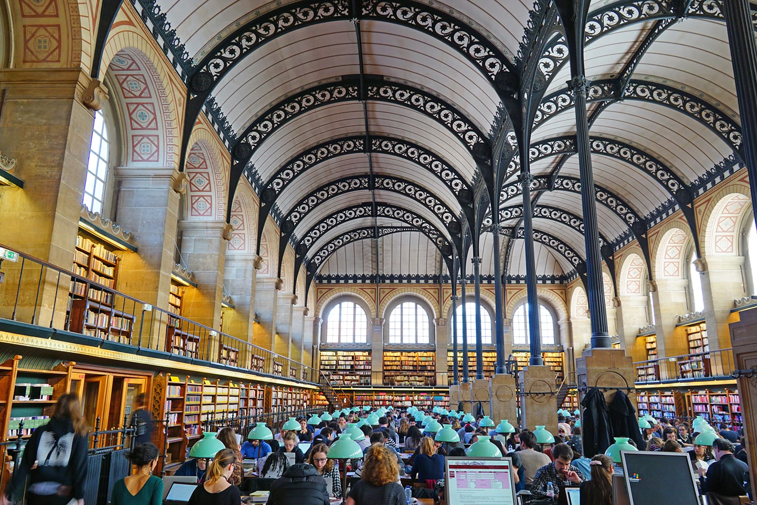The Bibliotheque Sainte-Genevieve is a landmark public library in the fifth arrondissement of Paris, France
