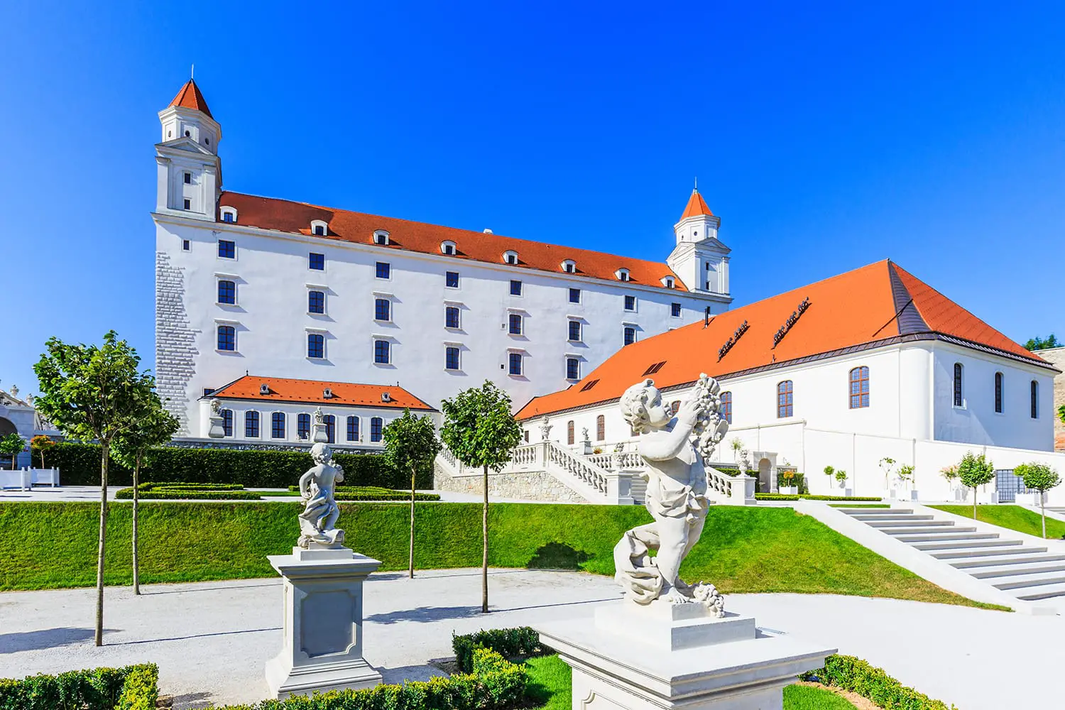 View of the Bratislava castle and its gardens.
