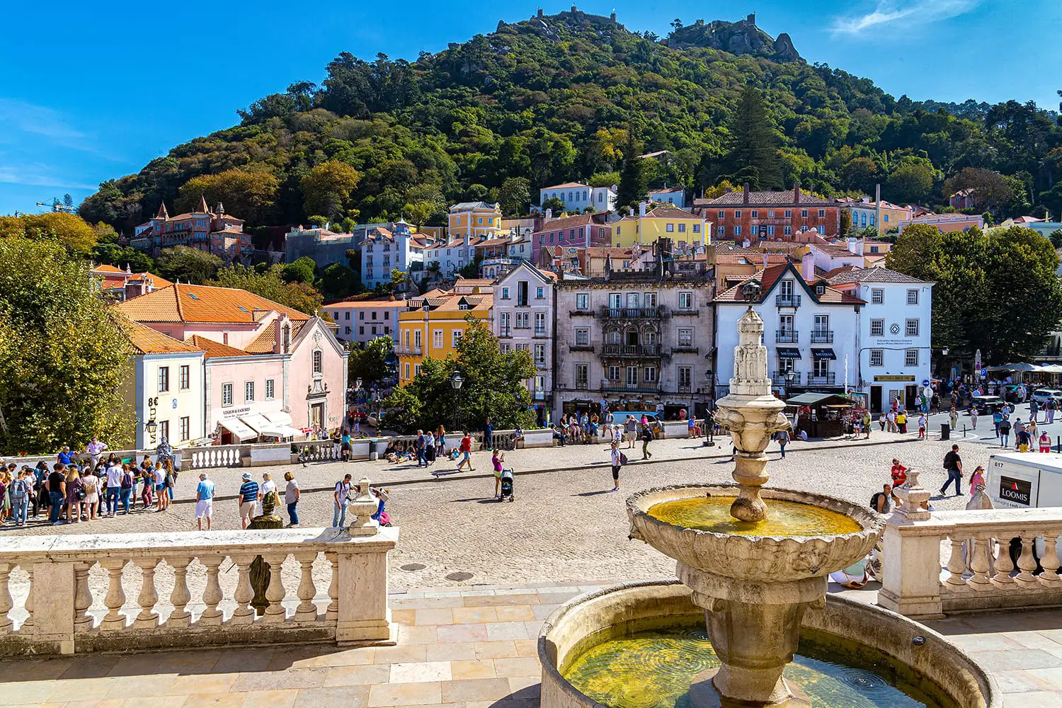 Historic center of the city of Sintra, in Portugal, seen from the balcony of the National Palace of Sintra, former residence of the royal family
