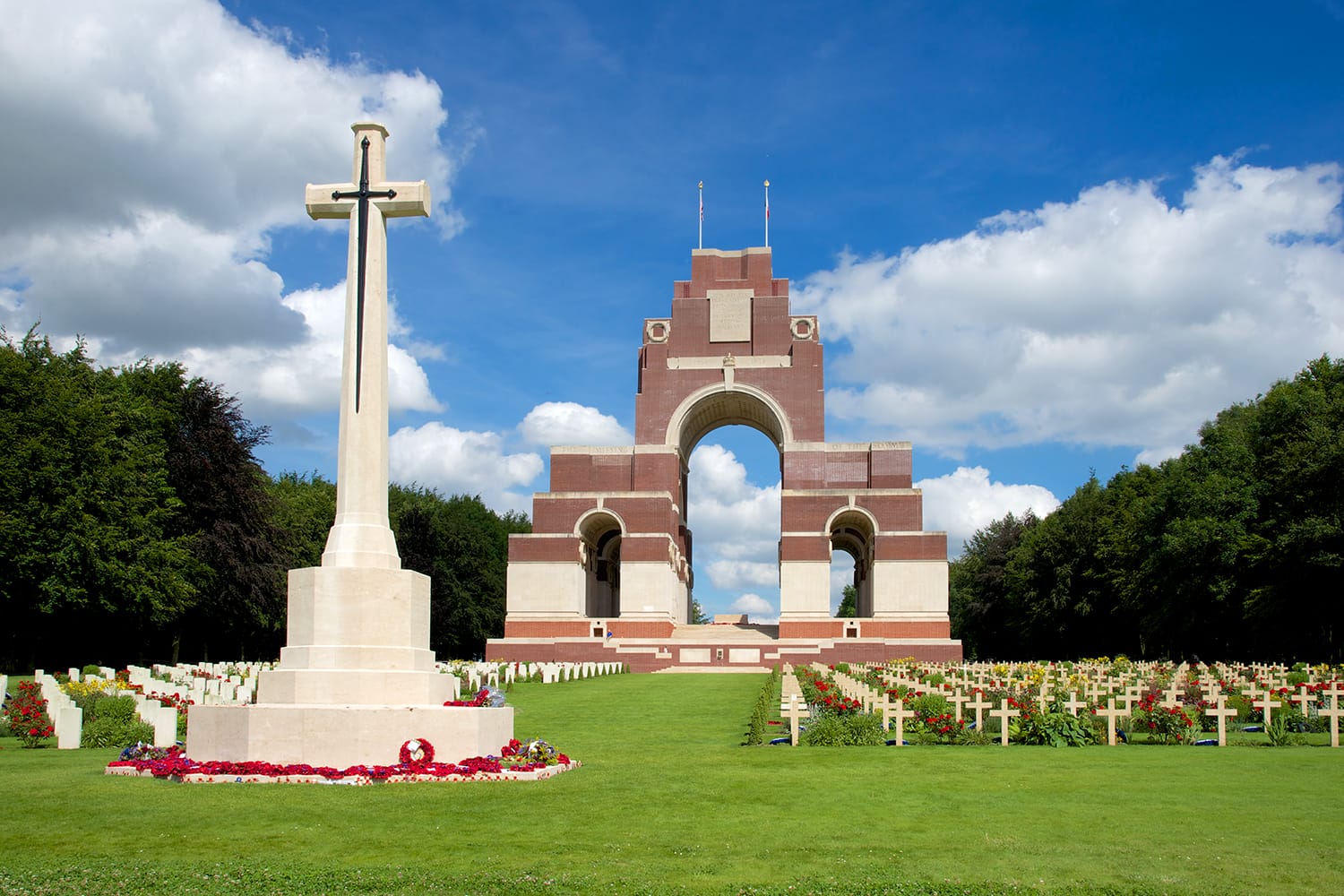 The cemetery and memorial to the missing shortly after the 100th Anniversary of the Battle of the Somme, France