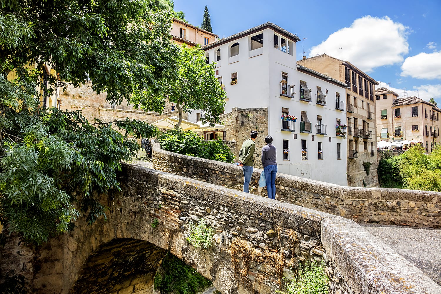 Darro Street (Carrera del Darro) is one of the most scenic walks in Granada, Spain
