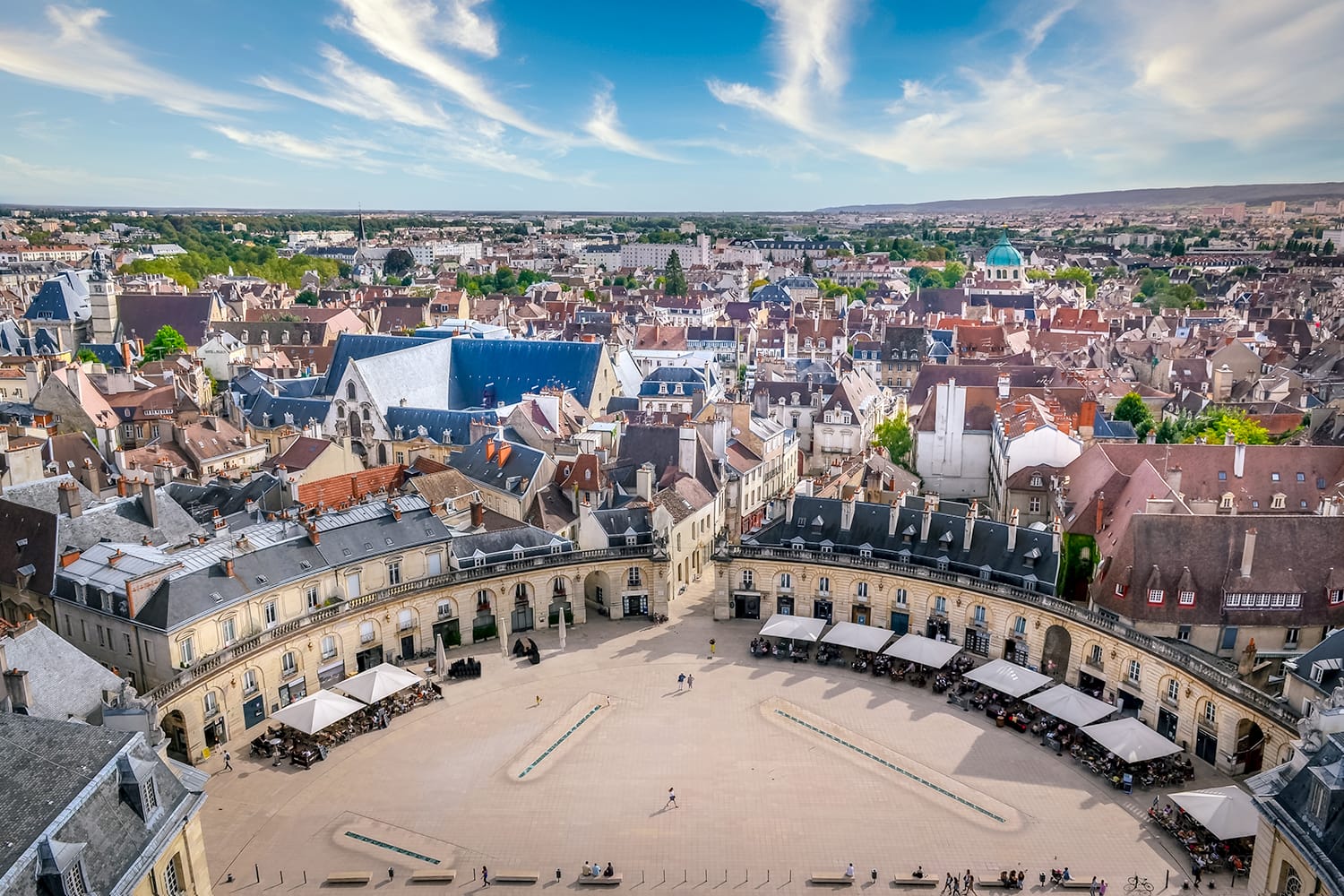 Cityscape view of Dijon, Liberation Plaza, Dijon, France