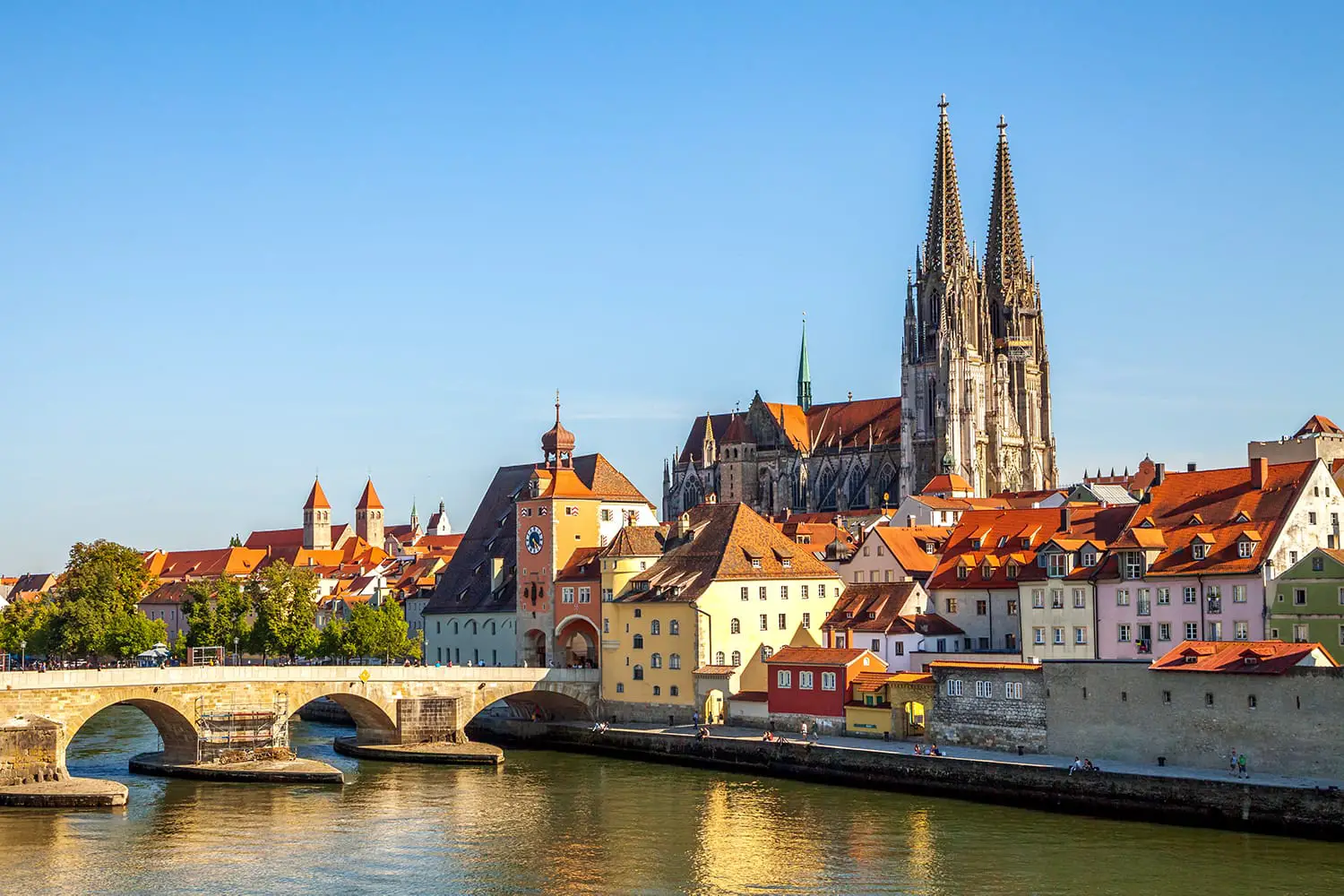 Riverfront in Regensburg, Germany