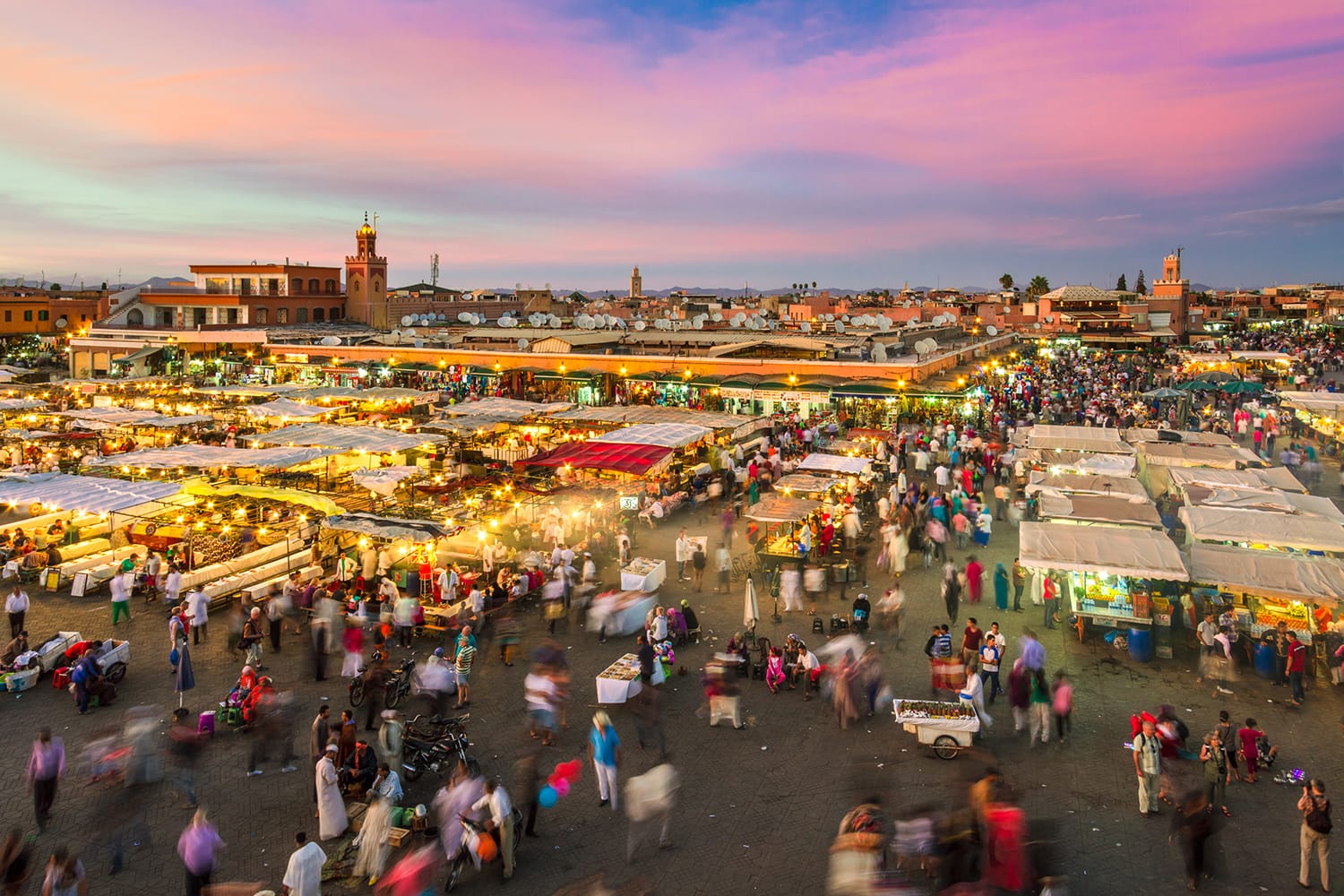 Jemaa el-Fnaa night market in Marrakech, Morocco