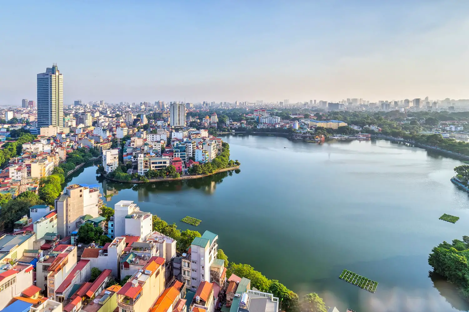 Aerial view of West Lake in Hanoi, Vietnam