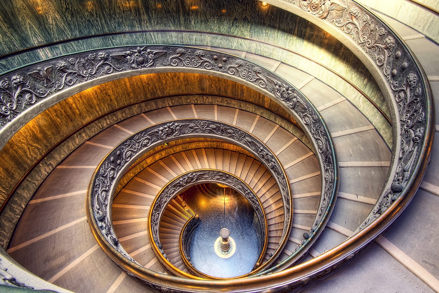 Staircase at the Vatican Museum in Rome, Italy