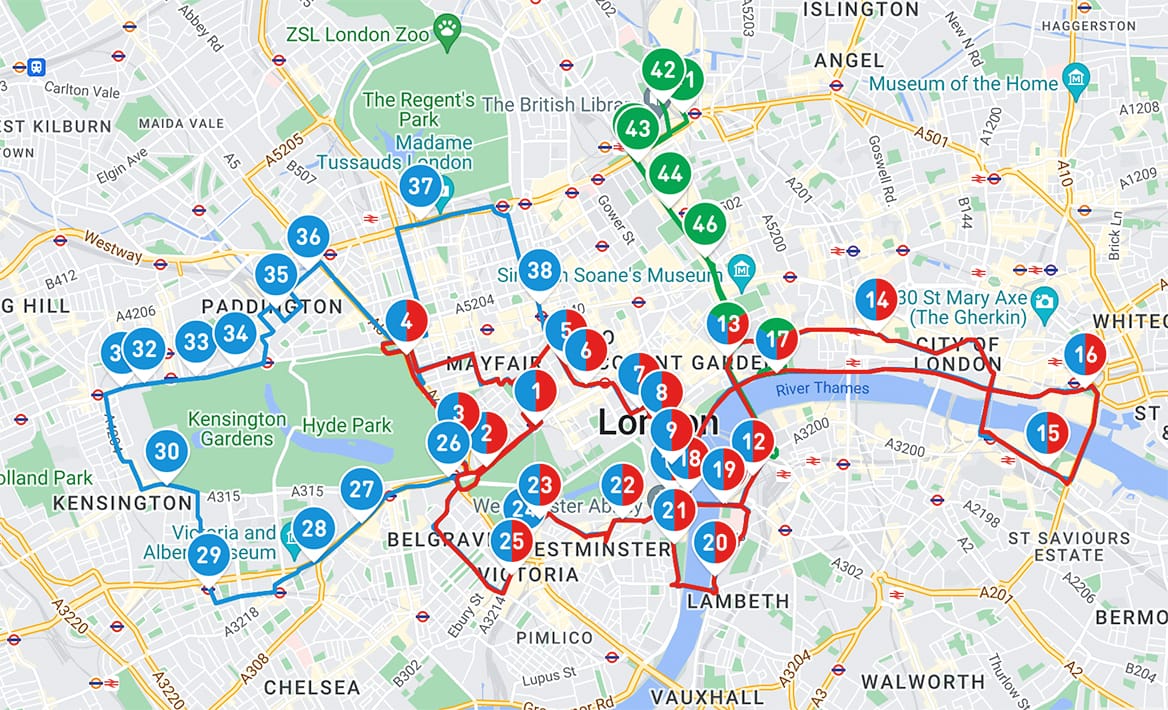 Χάρτης περιήγησης Big Bus London Hop-On Hop-Off Bus