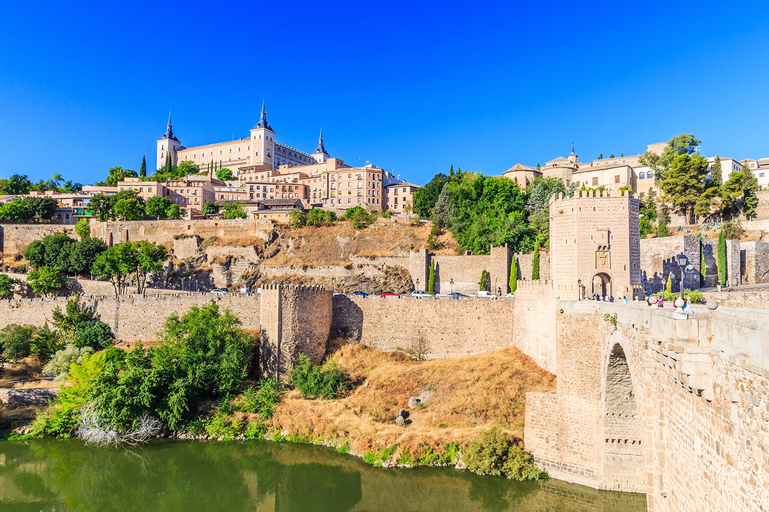 Toledo, Spain. Panoramic view of the old city and its Alcazar(Royal Palace)